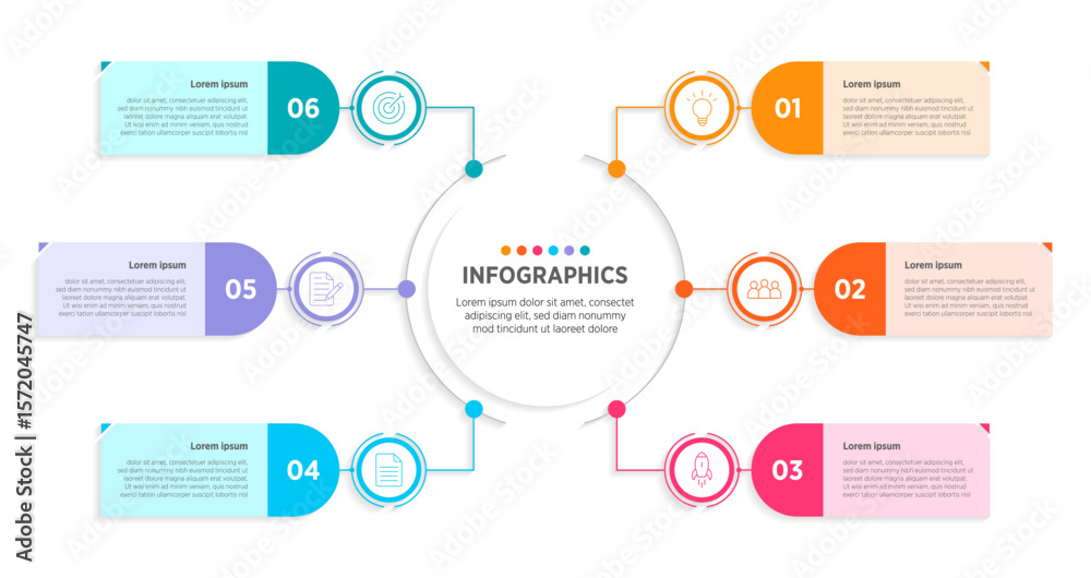 Wall mural modern vector infographic label design with circle infographic template design and 6 options or step