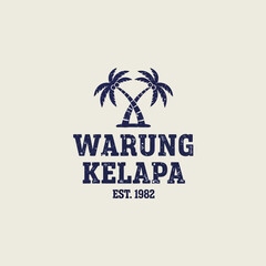 Fototapeta premium Palm Tree Logo Tropical Beach Warung Kelapa.