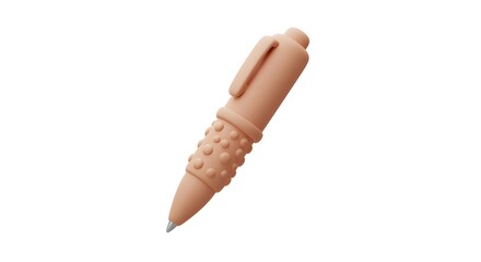 Peach-colored textured pen with a tactile grip designed for sensory needs.
