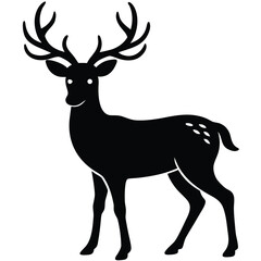 Obraz premium Silhouette of a spotted deer showcases its majestic antlers in this transparent artwork