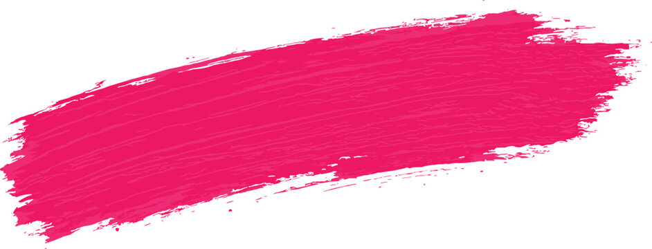 Vibrant Magenta Paint Stroke on White Background, Expressive Brushstroke Texture.