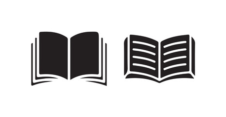 Black book icon, education, and knowledge in a minimalist black and white design, vector illustration eps 10.
