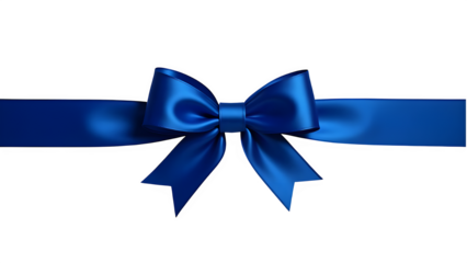 Royal Blue Satin Ribbon with Elegant Bow Centered PNG – Lustrous Gift Decoration