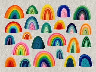 Playful Watercolor Rainbow Collection: Cute and Colorful