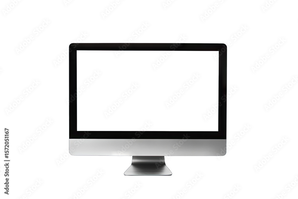 Fototapete A Modern Desktop Computer With A Blank White Screen Isolated On A Transparent Background