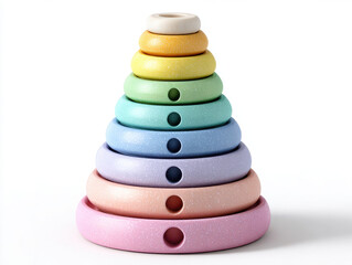 Pastel Rainbow Wooden Stacking Rings Toy