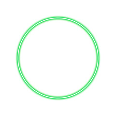 Glowing green neon circle frame on transparent background
