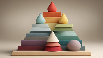 Wooden Toy Pyramids and Shapes