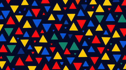 Vibrant Geometric Pattern with Colorful Triangles on Dark Background