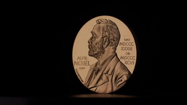 Noble prize medal rotating