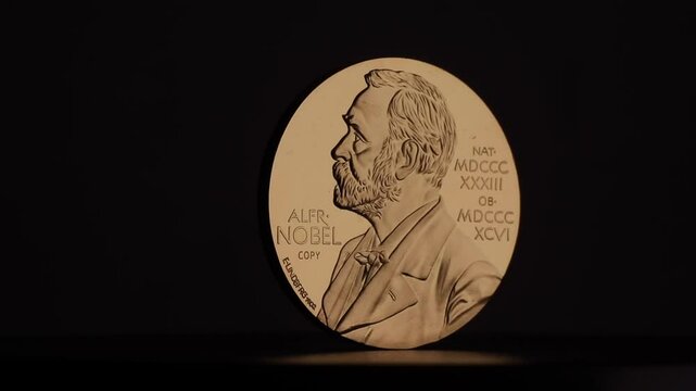 Noble prize medal rotating