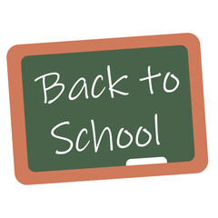 Obraz premium Green chalkboard with white chalk text “Back to School” in handwritten style. Perfect for school-themed designs, banners, or education content.