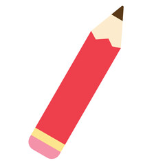  Red pencil with flat design style and cartoon feel. Perfect for school icons, educational content, drawing tools, and vector stationery designs.