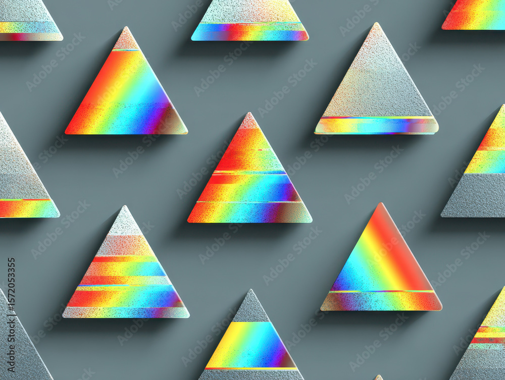 Poster iridescent triangle tiles pattern: abstract background texture