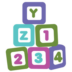 Educational blocks with letters Y and Z plus numbers one to four. Perfect for preschool visuals, counting games, or early learning illustrations.