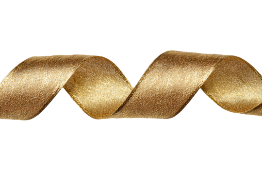 3D Render a gold ribbon on a white background