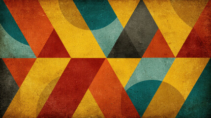 Colorful Geometric Background with Triangles and Circles - Retro Design