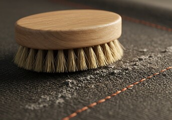 Wooden Brush on Textured Surface with Dust