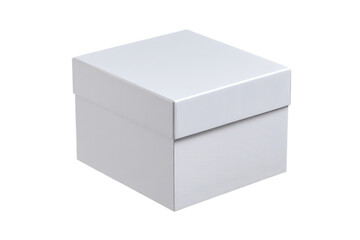 Simple white rectangular gift box with a lid isolated on transparent background