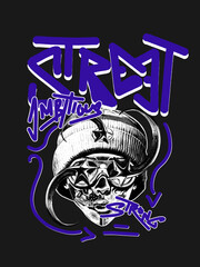 Dynamic graffiti-style composition with the phrase 