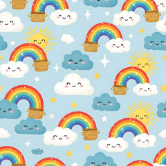 seamless pattern with rainbow