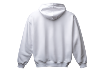 Plain white hoodie back view isolated on transparent background