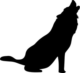 Silhouette Illustration of a Howling Wolf