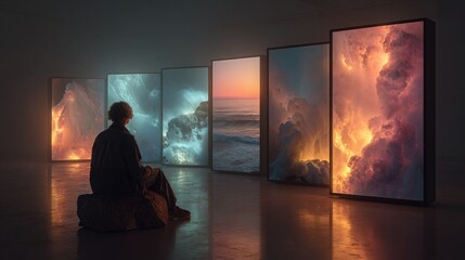 Mood-based digital art frames displaying AI-curated art aligned with occupantâ€™s current neuro-emotional feedback