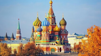 Fototapeta premium Colorful cathedral in autumn