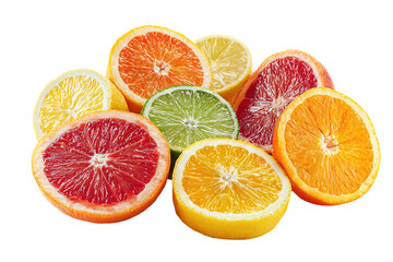3D Render a pile of citrus fruit cut in half