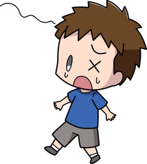 めまいでふらつく男の子のイラスト