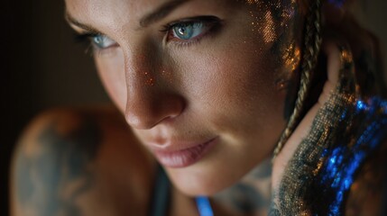 Mood-mapping biometric tattoos glowing with personalized emotional rhythms