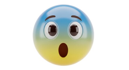 Fototapeta premium A surprised emoji with wide eyes and open mouth isolated on white background