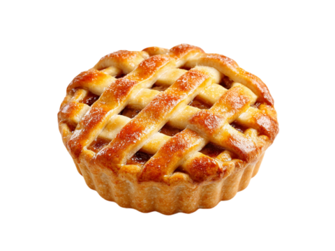 Golden baked lattice top fruit pie with flaky crust image, Isolated, Transparent Png