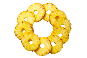 3D Render a pineapple wreath made of pineapple slices