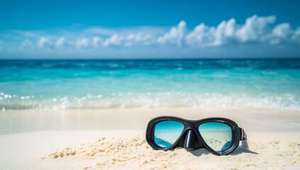 Beach Scuba Mask, Tropical Paradise, Ocean Waves, Relaxing Vacation