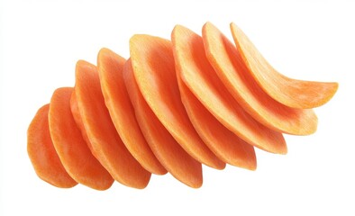 Sliced Sweet Potato, Spiral Arrangement, Isolated, Studio