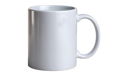 A plain white ceramic mug with a handle isolated on a transparent background isolated on transparent background