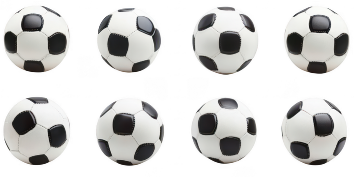 Soccer Balls on White Background: Sports Equipment  on transparent background