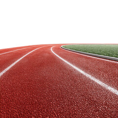 Red Running Track with White Lines on Transparent Background