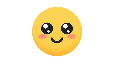 Fototapeta premium A cheerful yellow smiling emoji face isolated on white background