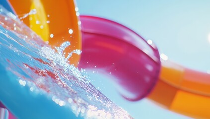 Splashing Water Slides at a Fun Park