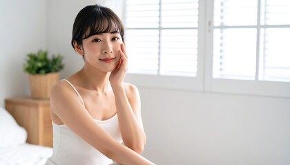 Serene Beauty: A Young Woman's Peaceful Morning