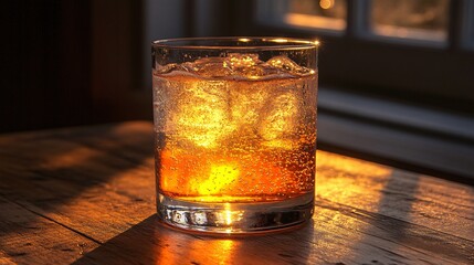 Glass of beer on wooden table with foam

