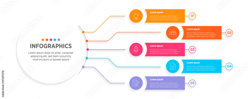 Wall mural modern vector infographic label design with circle infographic template design and 5 options or step