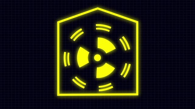 Radiation icon button, radioactive sign nuclear symbol animation. 4k animation.