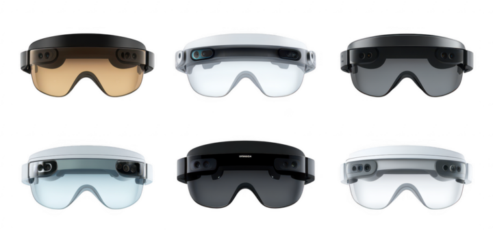 AR Glasses Collection: Stylish Augmented Reality Eyewear isolated on white png transparent background	