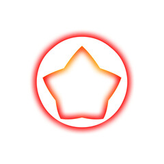 Red glowing star icon with transparent background
