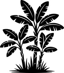 banana plants silhouette vector illustration