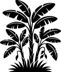 banana plants silhouette vector illustration